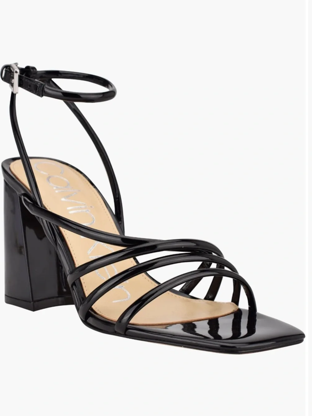 NWT Calvin Klein Quen Ankle Strap Block Heel Sandal - Picture 1 of 8